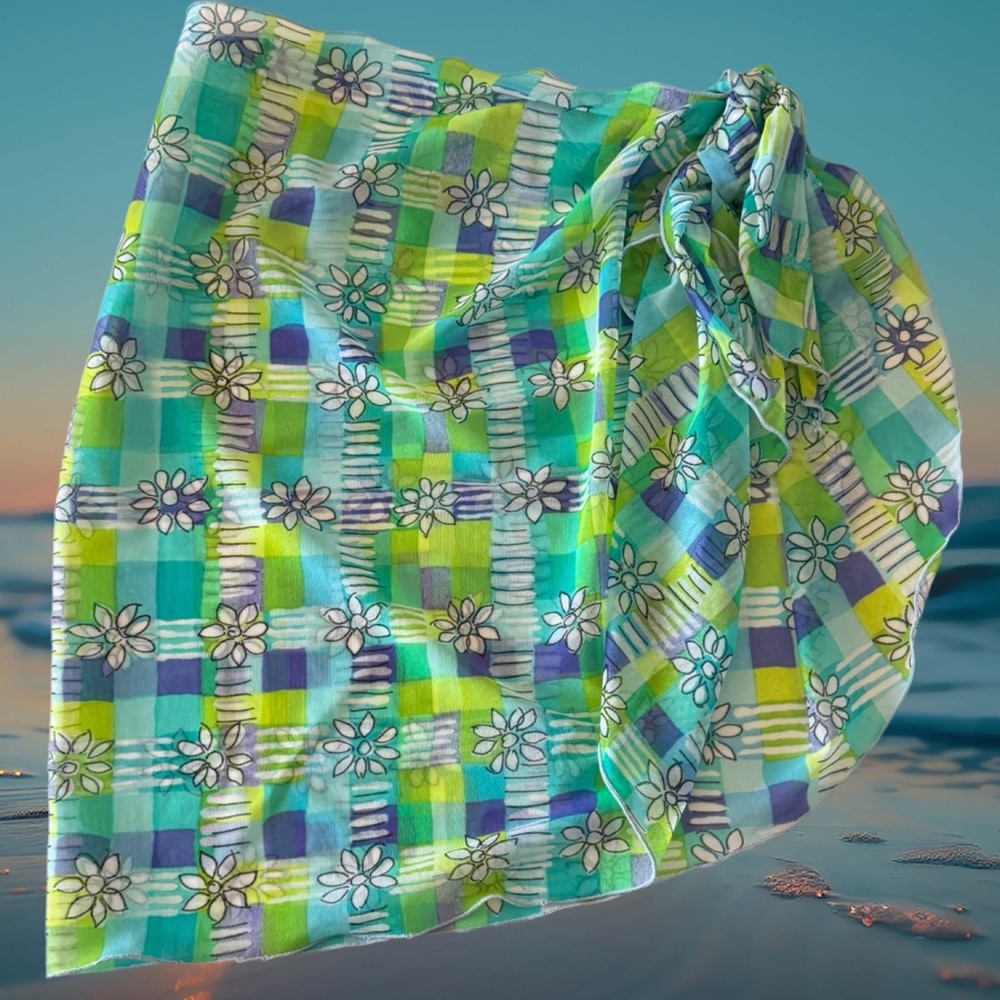 Floral Patterned Swim Sarong Size OS - Picture 2 of 3